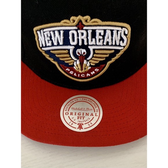 New Orleans Pelicans Mitchell & Ness NBA Black / Red Snapback Hat Cap New - Picture 2 of 9